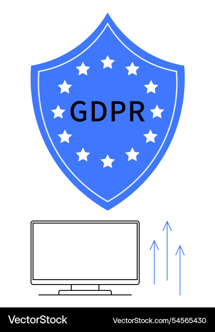 Data protection shield with gdpr text above Data protection shield with gdpr text above vector image