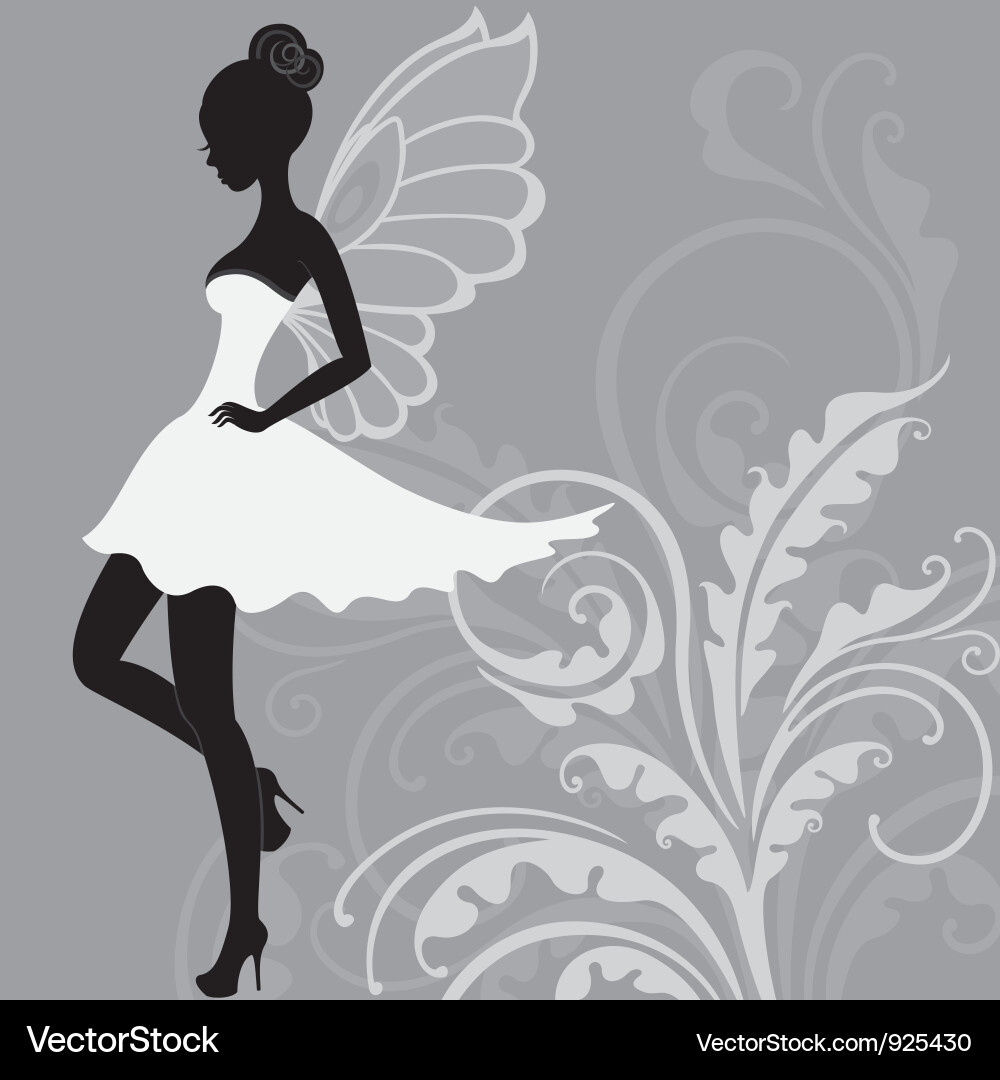 Elegant Fairy Silhouette Vector Image