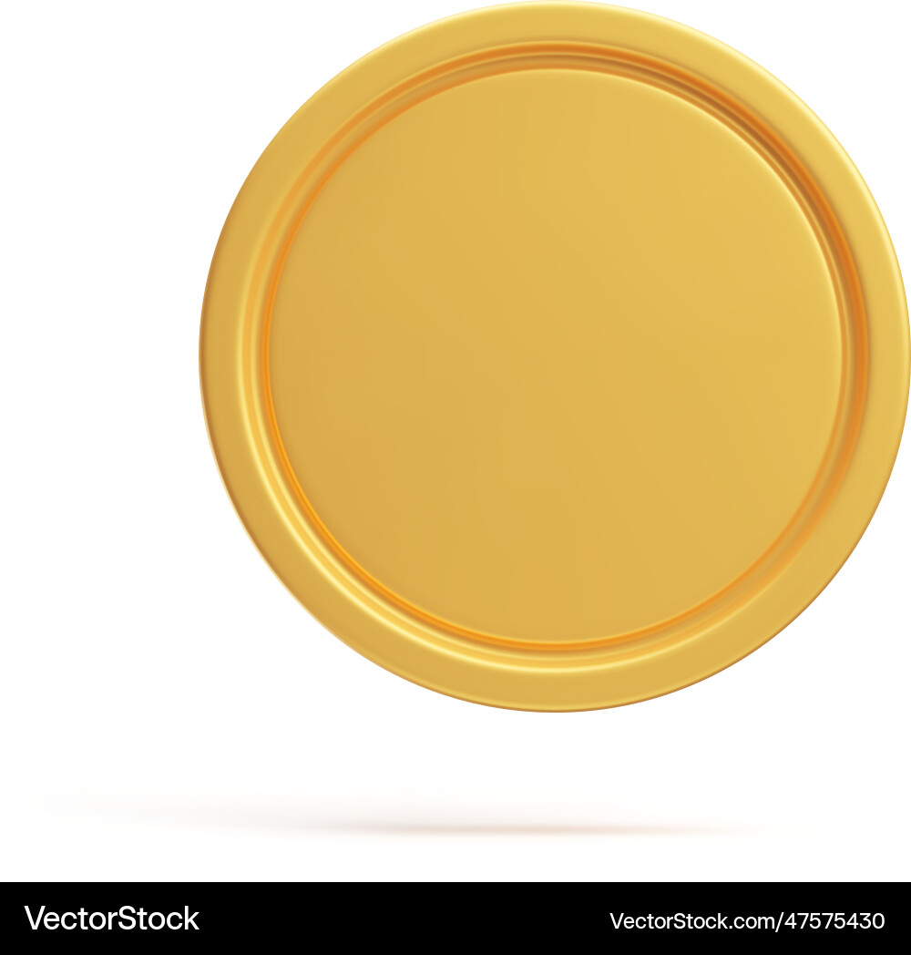Front view of golden blank coin 3d rendering Vector Image