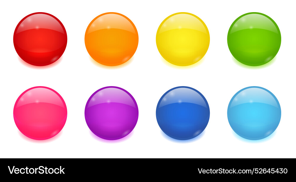 Glossy circle buttons 3d round icons Glossy circle buttons 3d round icons vector image