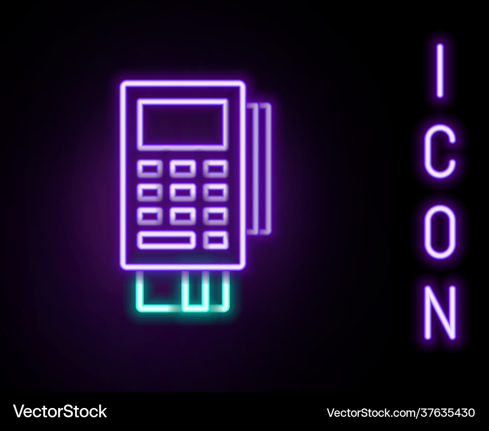 Glowing neon line pos terminal with inserted Vector Image