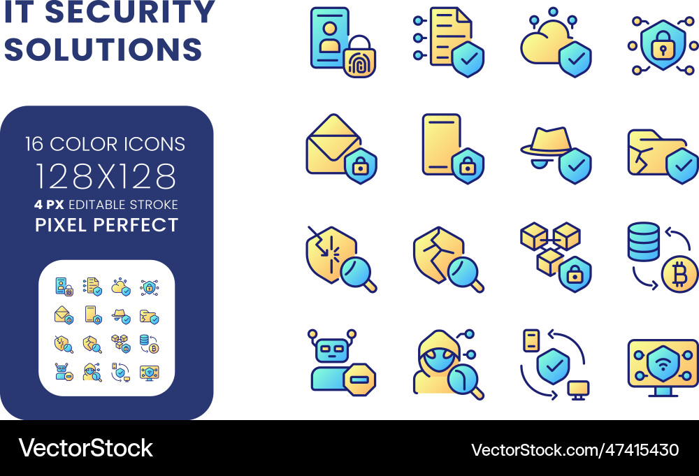 It security solutions gradient fill desktop icons Vector Image