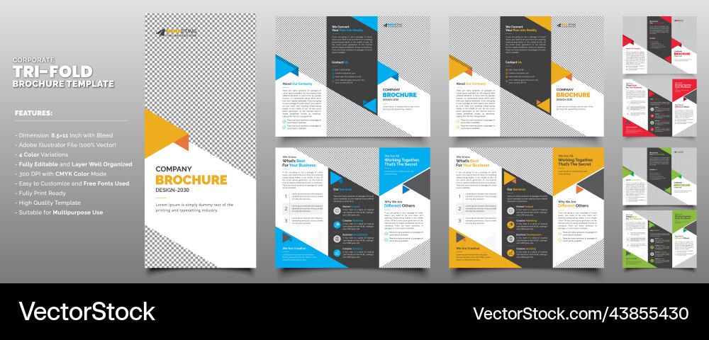 Kreatives Unternehmen Trifold Broschüre Kreatives Unternehmen Trifold Broschüre vektorbild