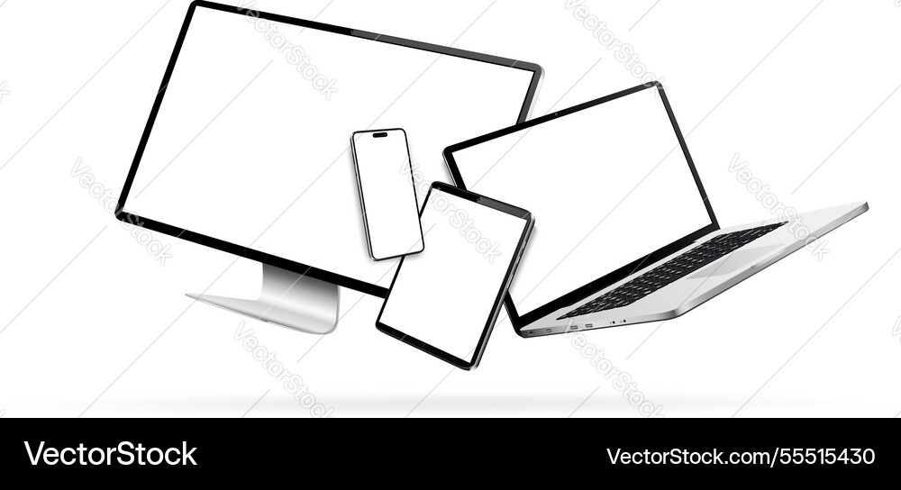 Laptop computer smartphone and tablet while Vector Image