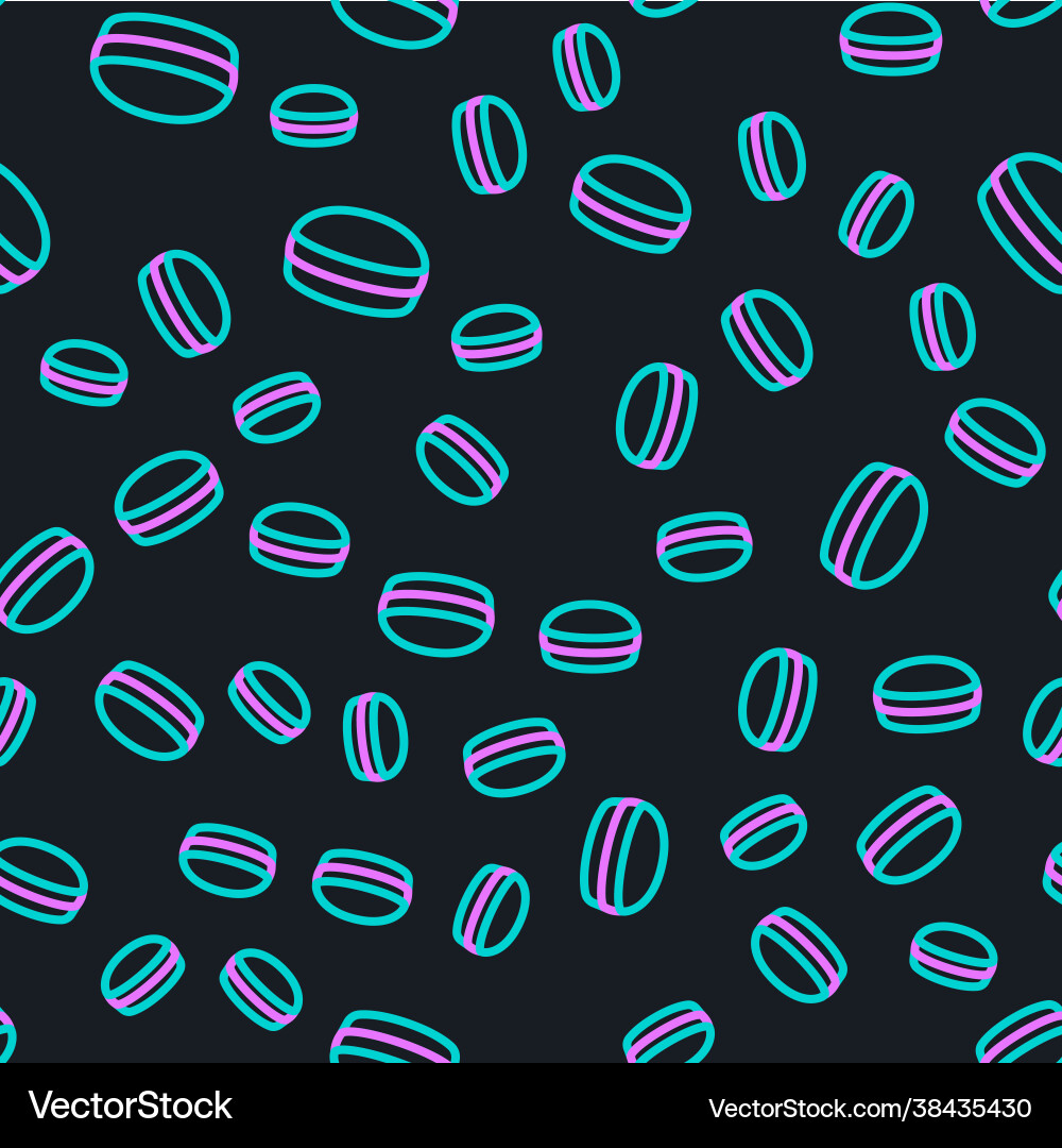 Line macaron cookie icon isolated seamless pattern Line macaron cookie icon isolated seamless pattern Vector Image