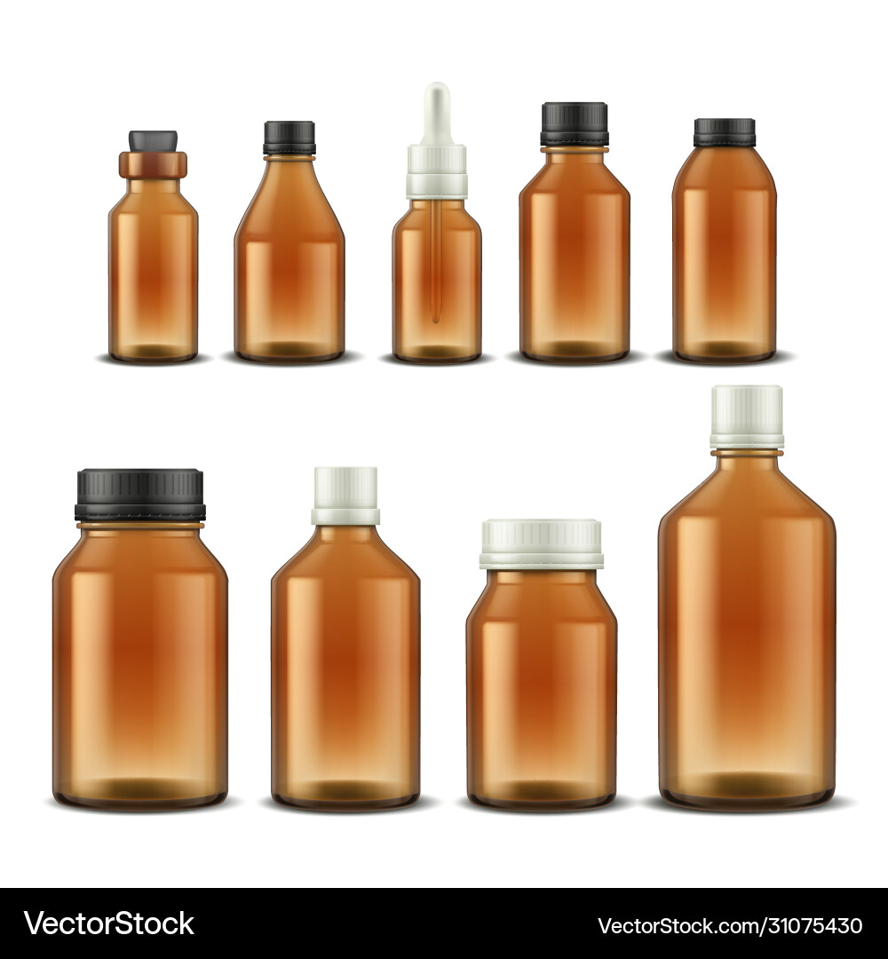 Medical Glass Bottles - Pharmacy Set vector image