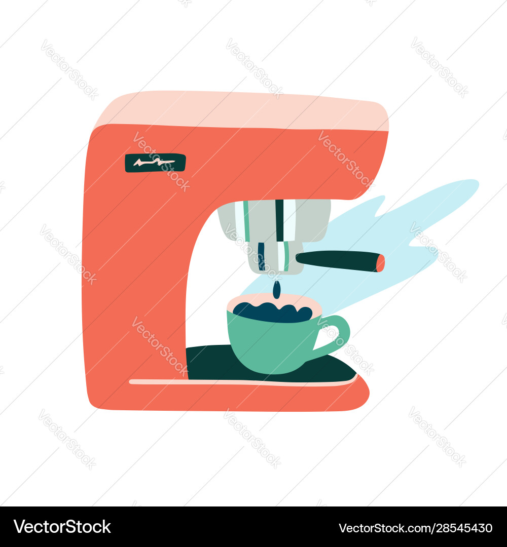 Modern coffee machine clipart trendy flat hand Modern coffee machine clipart trendy flat hand vector image