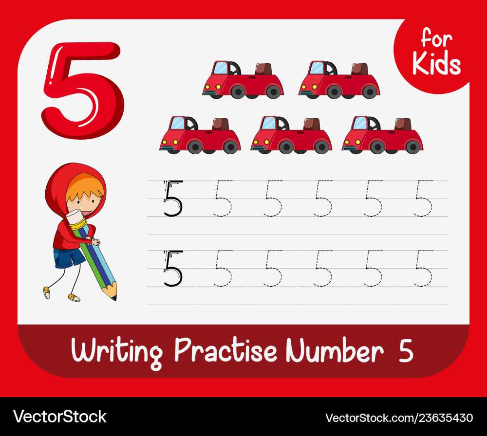 Number 5 Tracing Sheet Tracing Numbers & Counting 5 Worksheet For