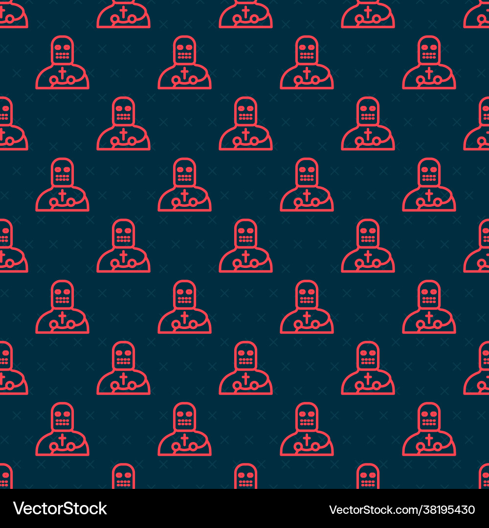 Red line knight crusader icon isolated seamless Vector Image