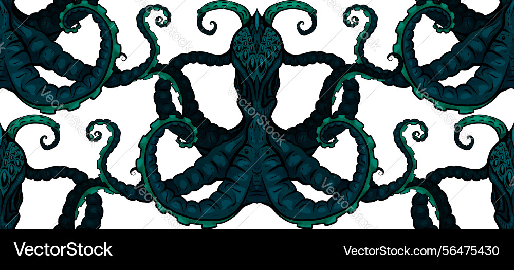Seamless pattern with dark creepy octopuses Seamless pattern with dark creepy octopuses vector image