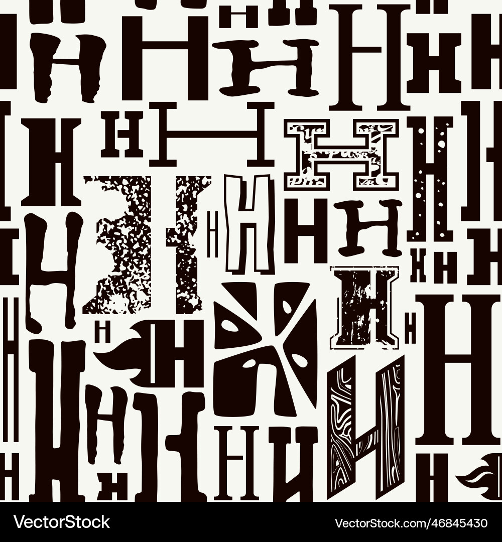 Seamless pattern with letters h in typographic Seamless pattern with letters h in typographic vector image
