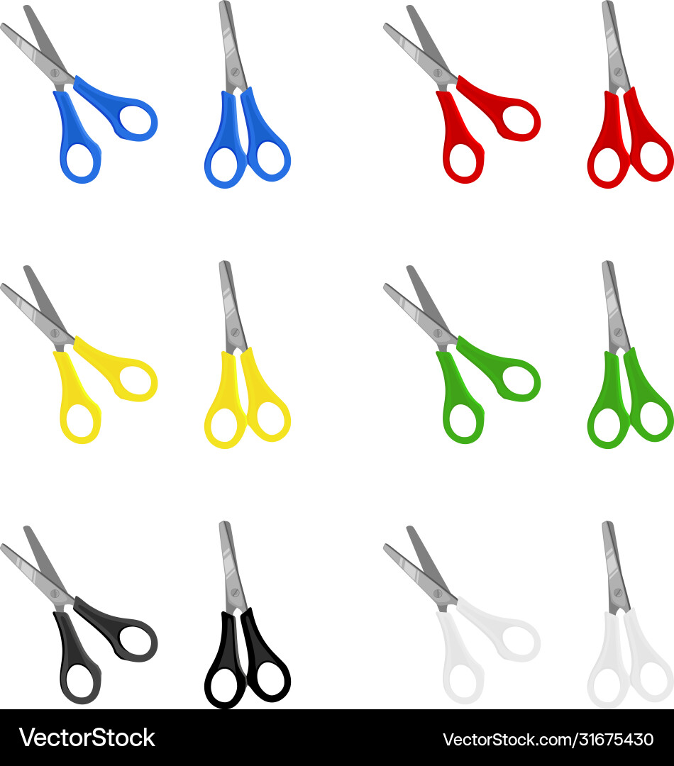 Set isolated colorful scissors Vector Image