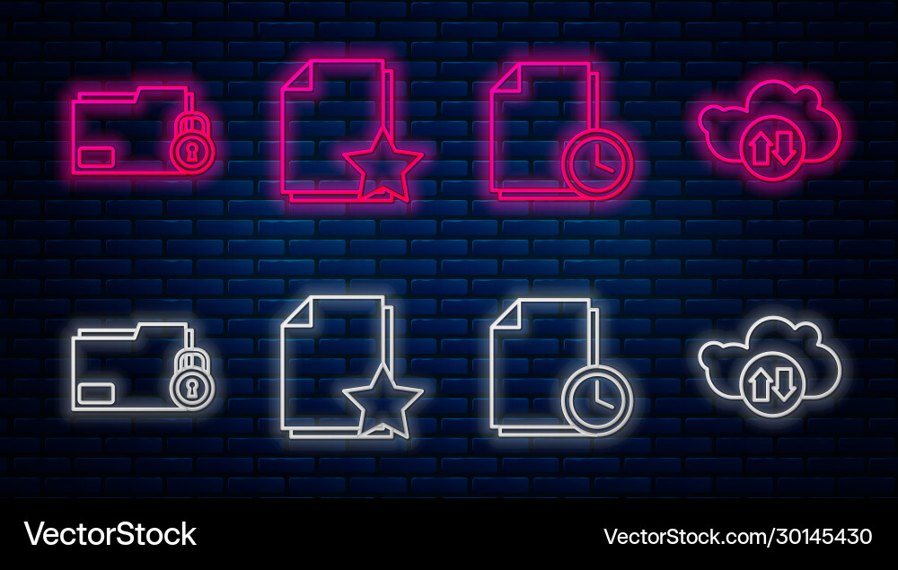 Set line document with star clock Vector Image