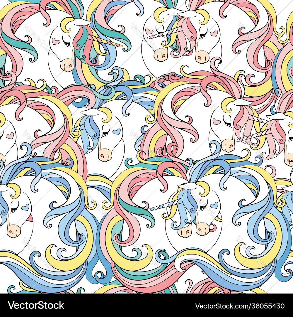 Unicorn Head Seamless Pattern vector image