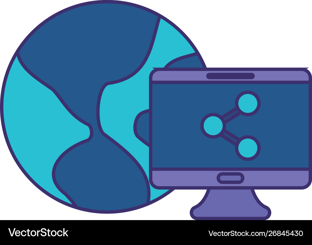 World planet with desktop computer share World planet with desktop computer share Vector Image