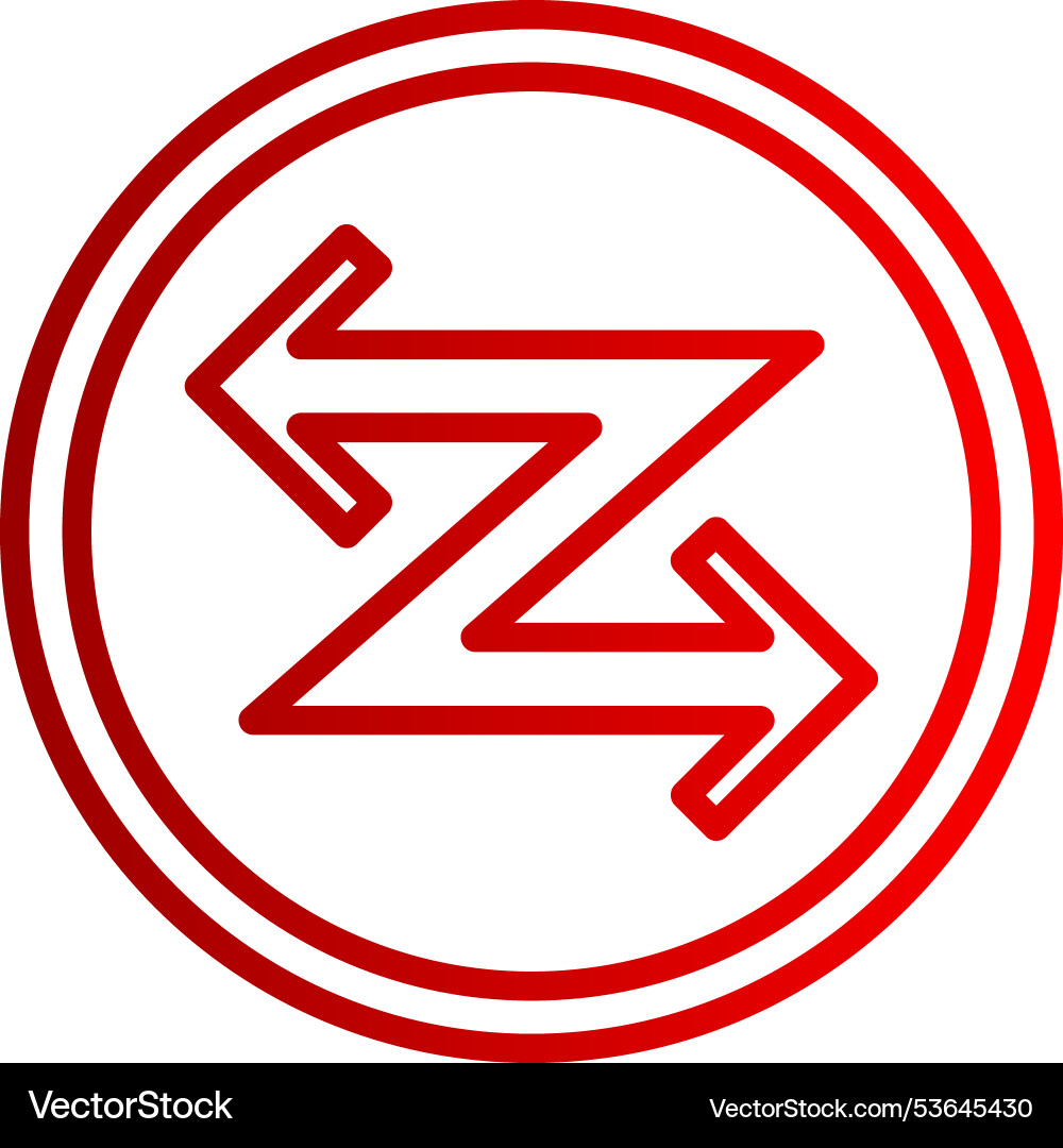 Zigzag arrow line gradient icon Vector Image