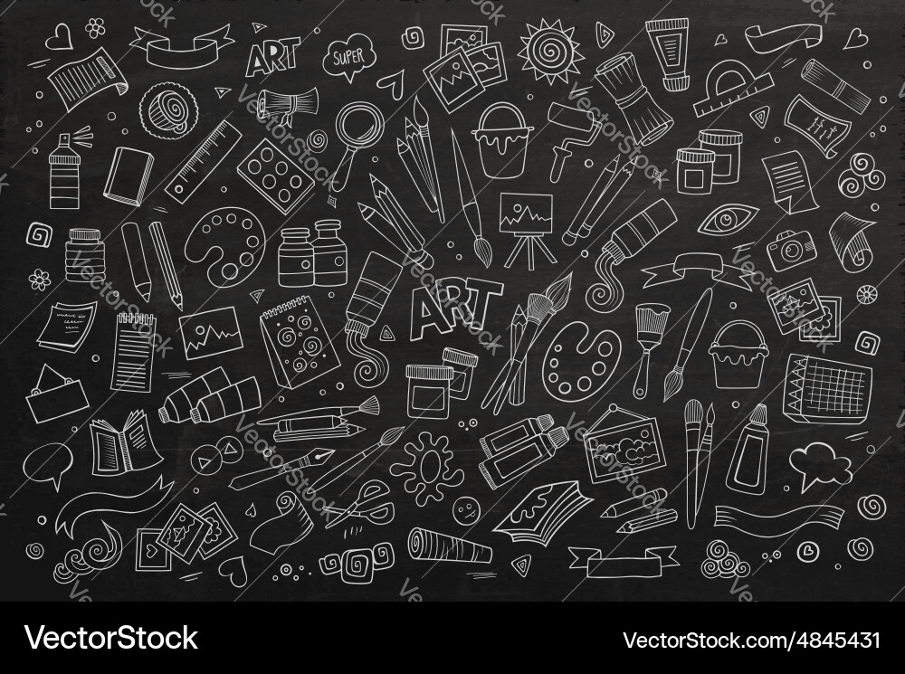 Art and craft symbols objects vector image