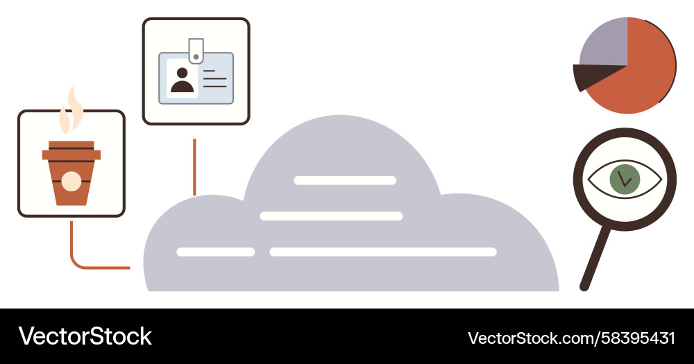 Cloud Workflow with ID & Analytics Vector Image