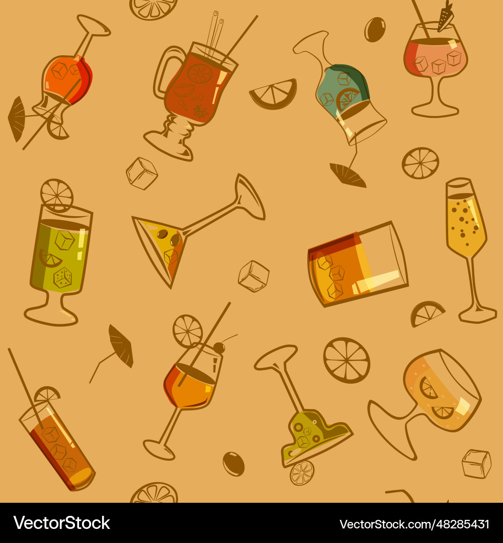 Cocktail Vector Pattern Cocktail Pattern - Beverage Art Royalty Free Vector Image