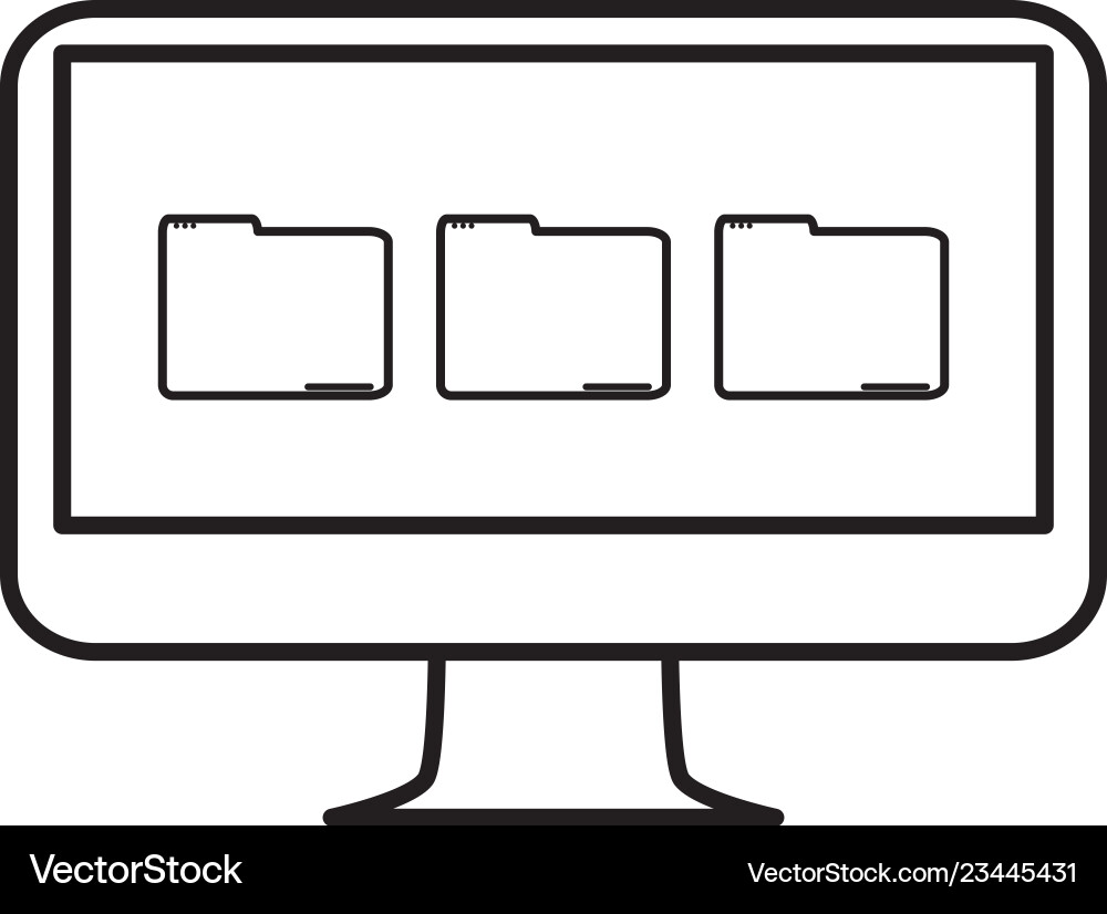 Computer with folders documents Computer with folders documents vector image
