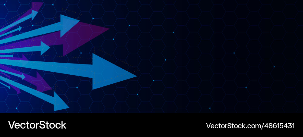 Digital technology concept with arrow and hexagons Digital technology concept with arrow and hexagons Vector Image