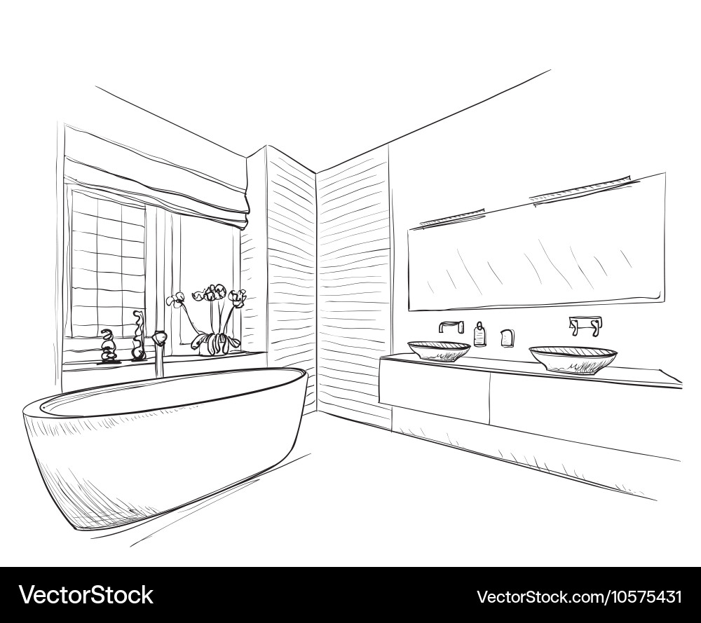 Hand drawn bathroom Royalty Free Vector Image - VectorStock