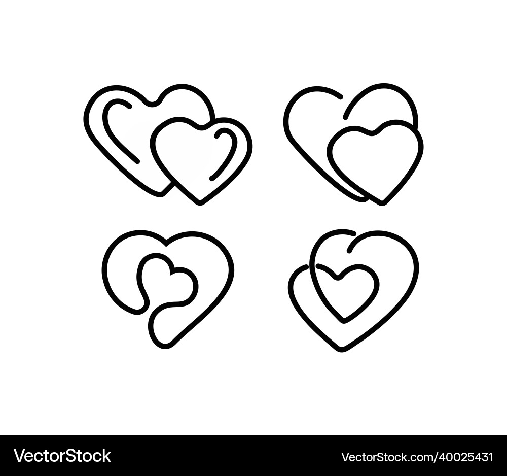 Heart icons set Vector Image