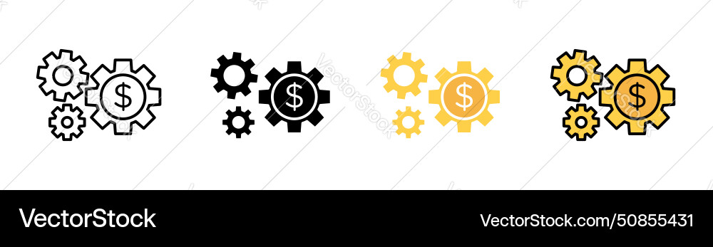 Money processes icon set optimize cost expense Vector Image