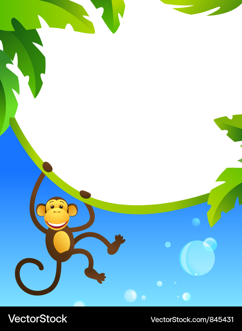 Monkey Frame with Bubbles Vector Image