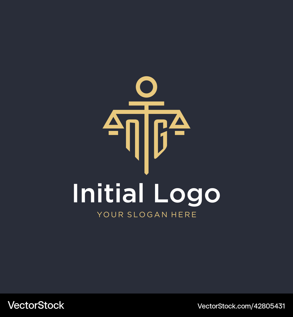 Ng initial monogram logo with scale and pillar Vector Image