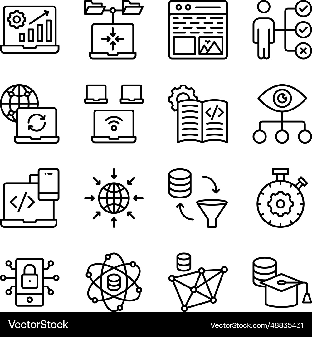 Pack of system coding line icons Vector Image