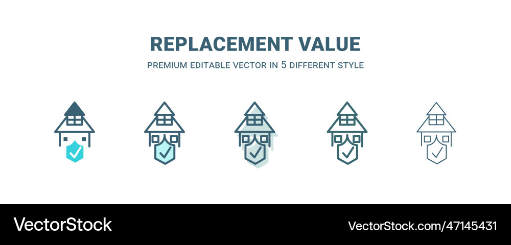 Replacement value icon in 5 different style Replacement value icon in 5 different style Vector Image
