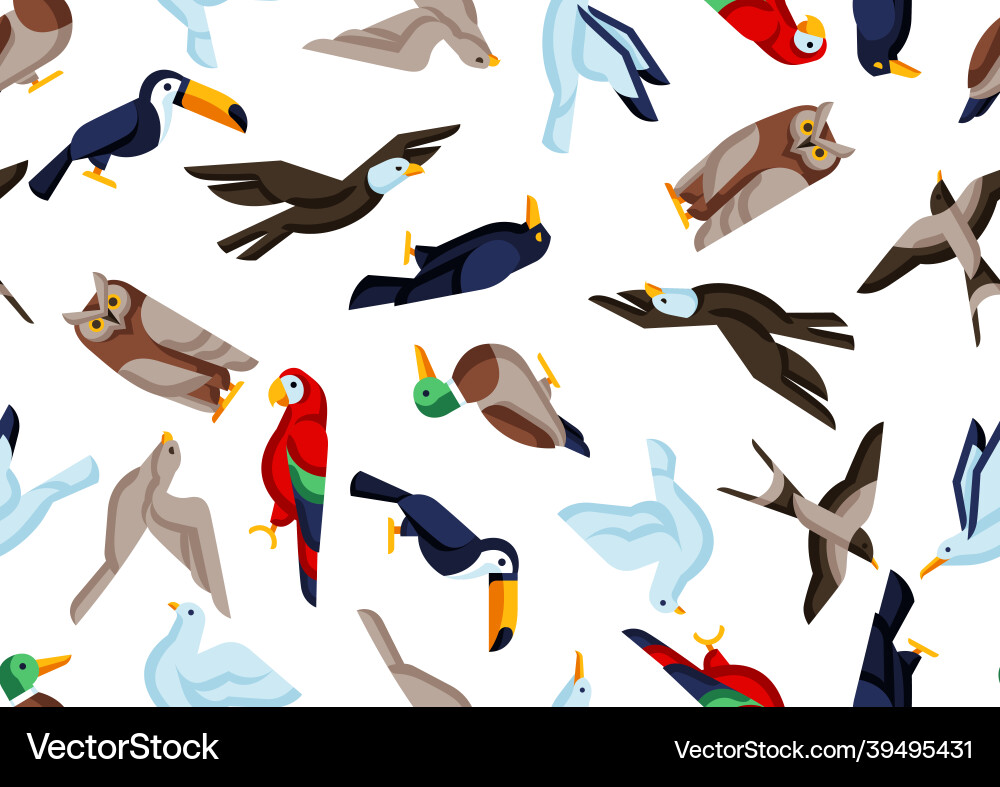 Seamless pattern with stylized birds image Vector Image