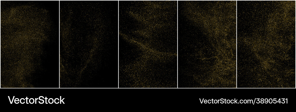 Set gold glitter texture isolated on black Set gold glitter texture isolated on black vector image