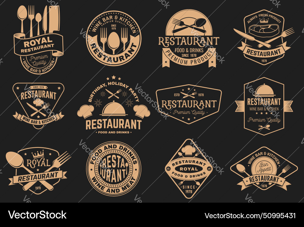 Set of restaurant logo Set of restaurant logo vector image