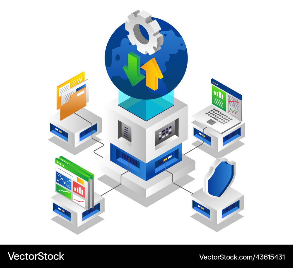 Tech world cloud server network Tech world cloud server network Vector Image