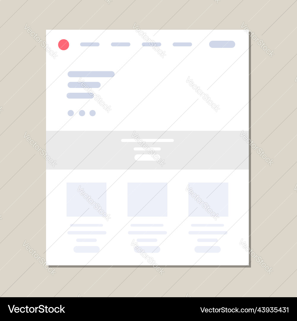 Website landing page wi frame flat ui Website landing page wi frame flat ui Vector Image