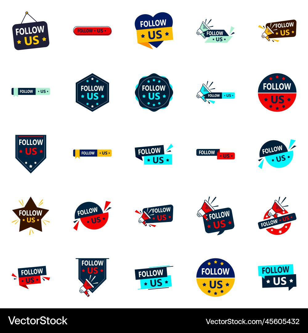 25 follow-generating follow us graphic elements Vector Image