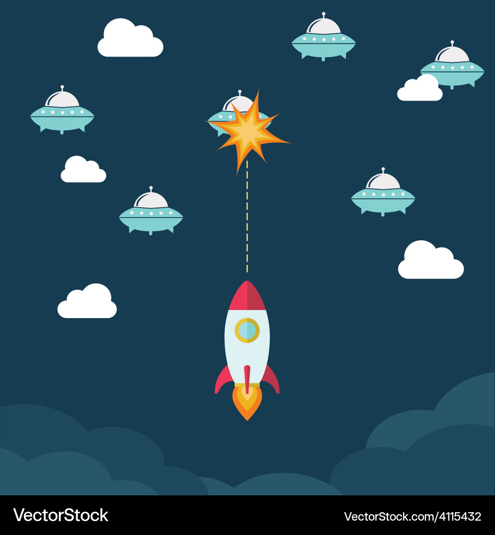 Alien Spaceship in Outer Space vector image