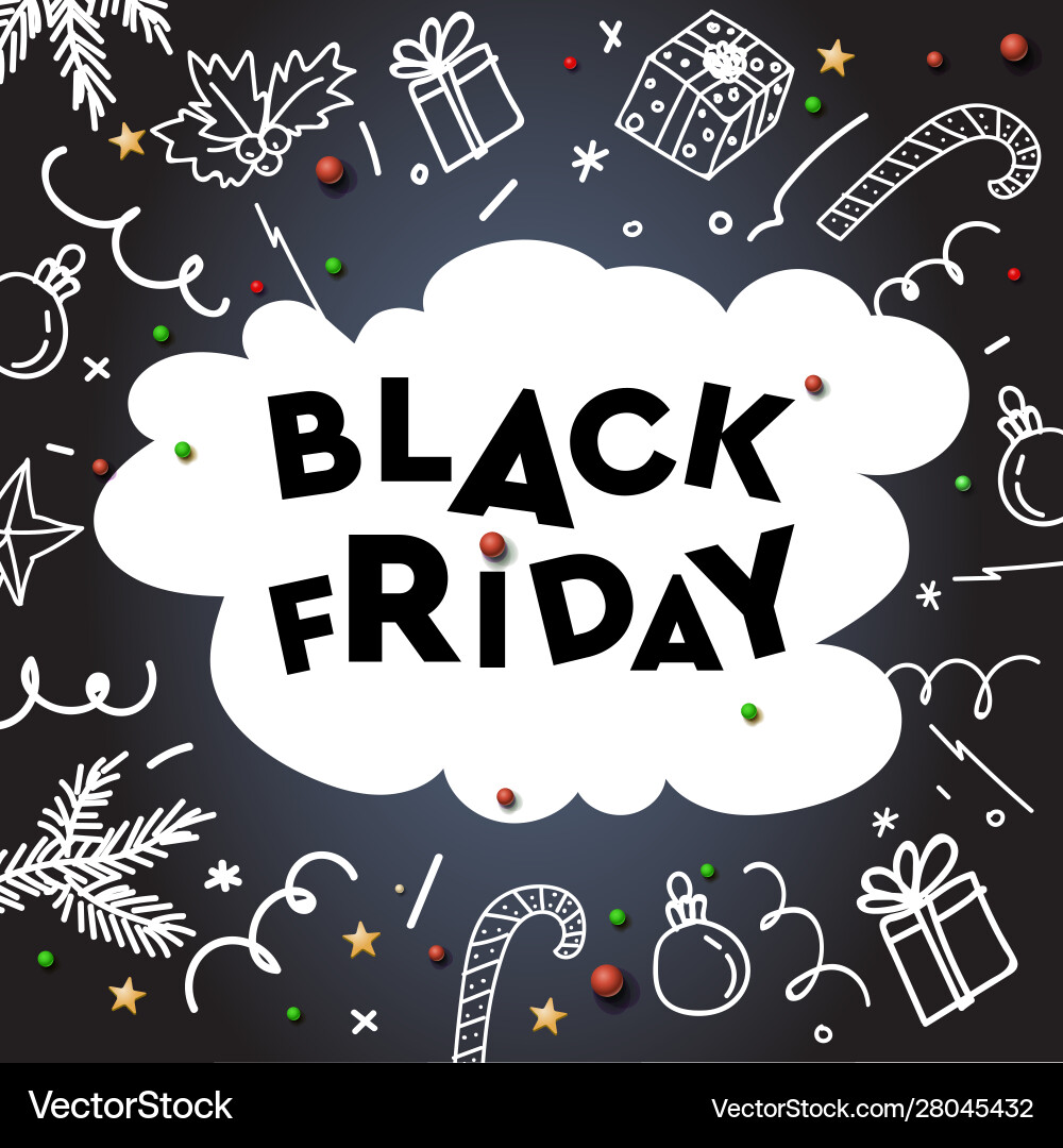 Black friday sale template with doodle decorative Black friday sale template with doodle decorative vector image