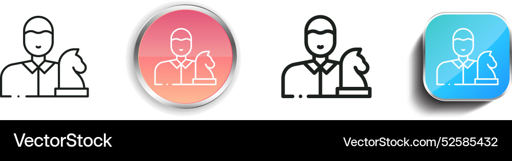 Chess player icon thin linear regular and button vector image