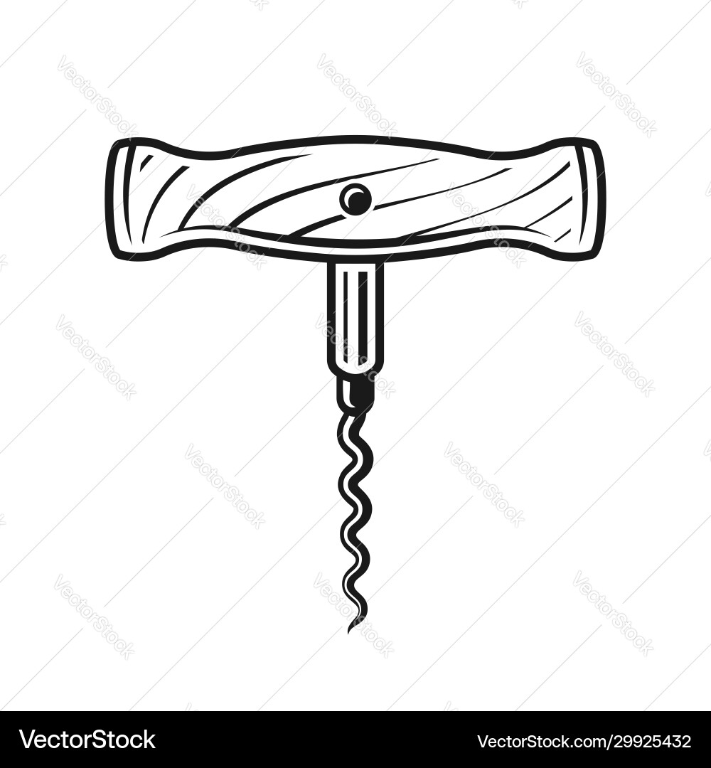 Corkscrew with wooden handle object Vector Image