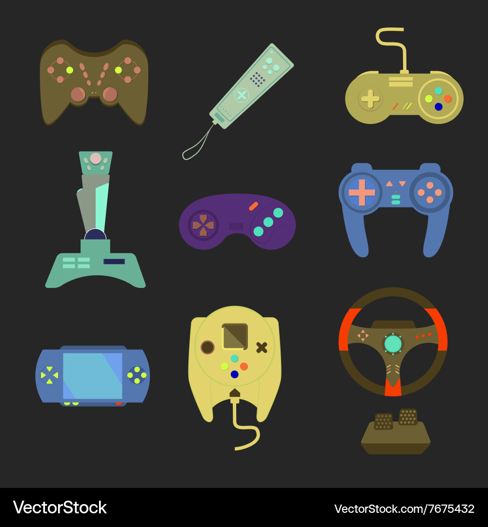 Game joystick and controller set various devices Vector Image