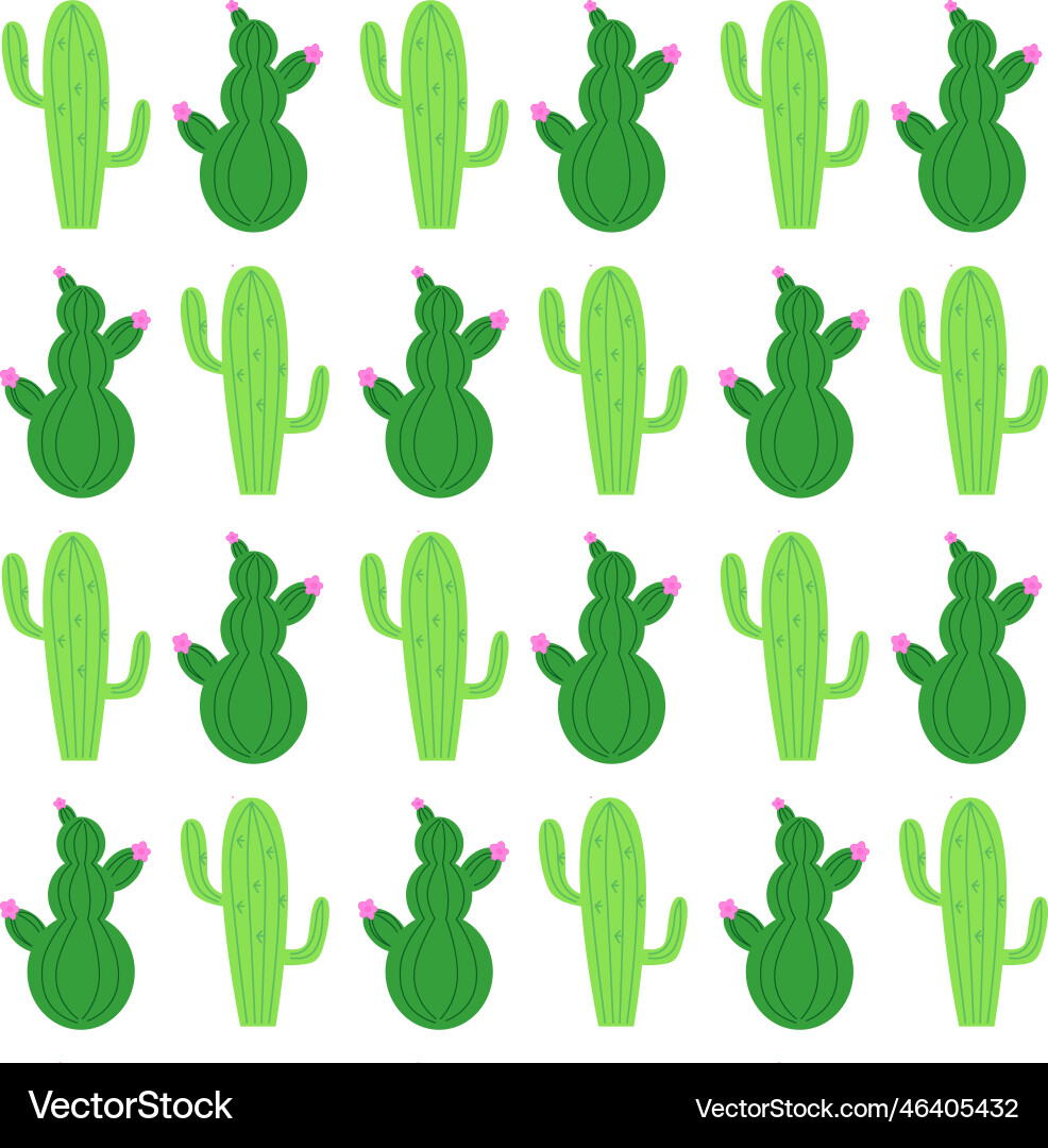 Green cacktuses pattern texture background Vector Image