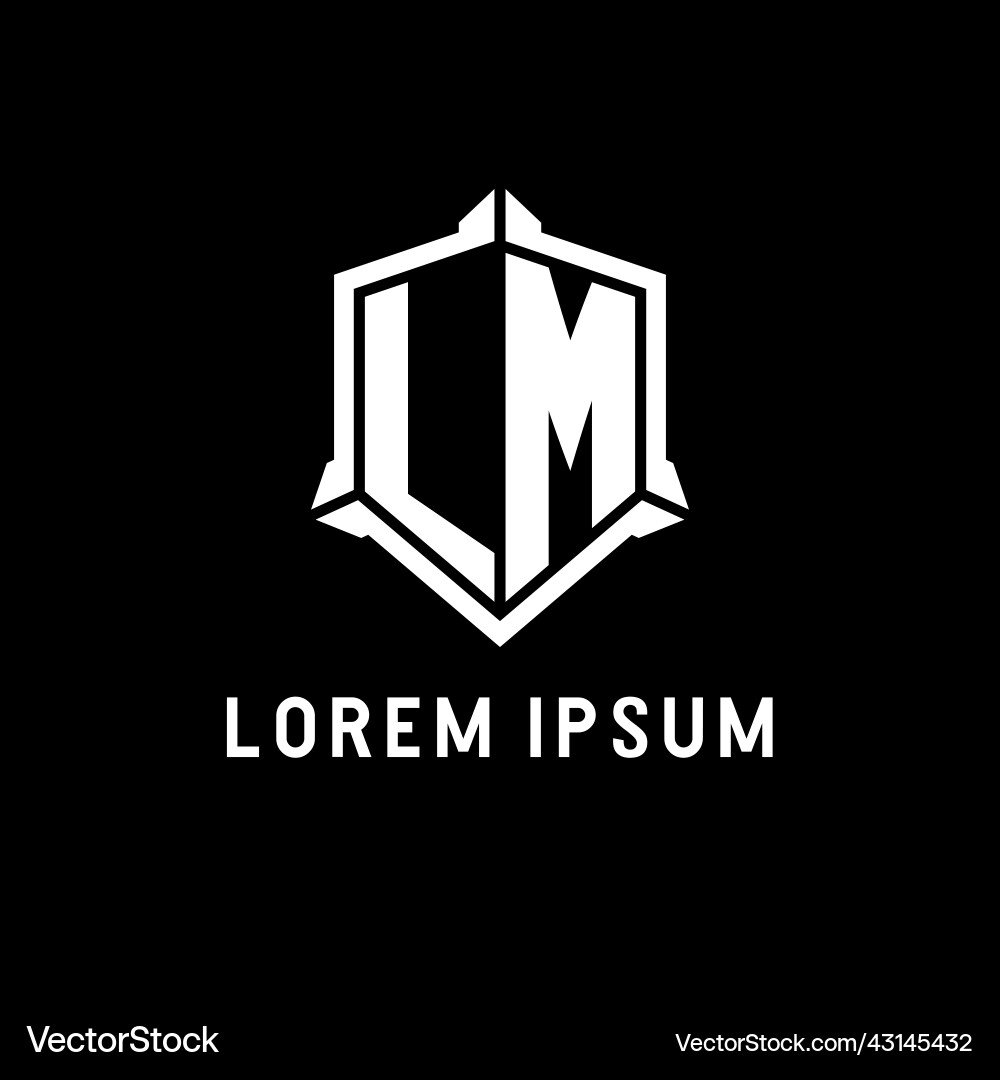 Lm logo initial with shield shape design style Lm logo initial with shield shape design style Vector Image