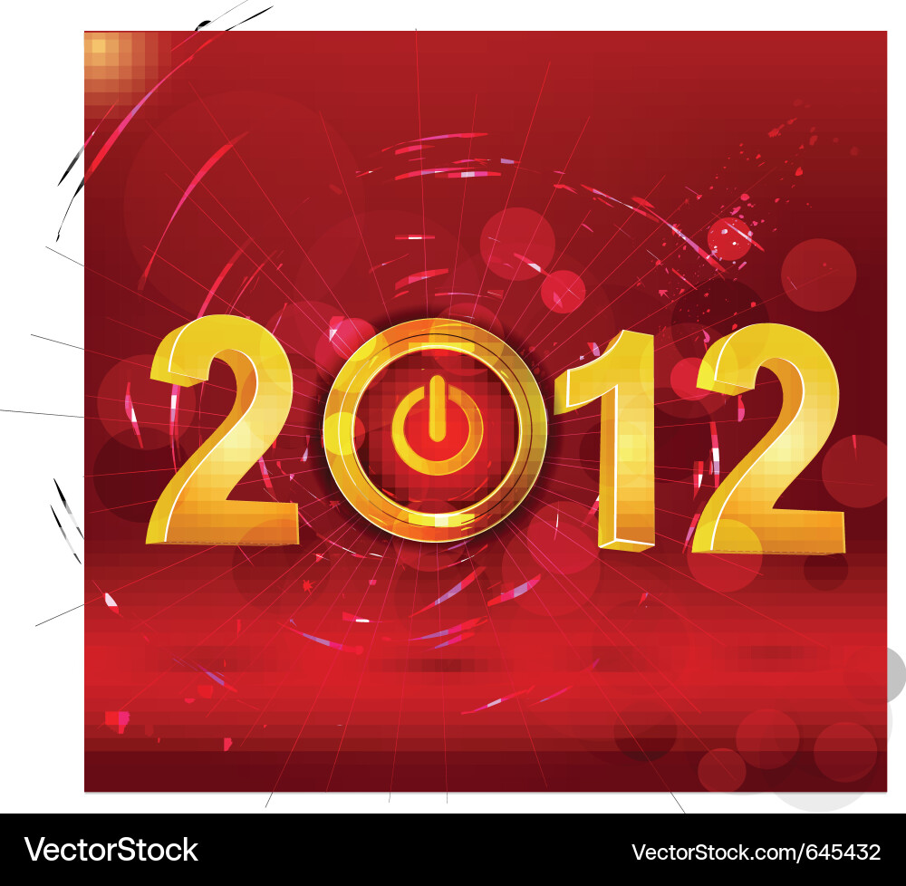 New year background with a button power vector image