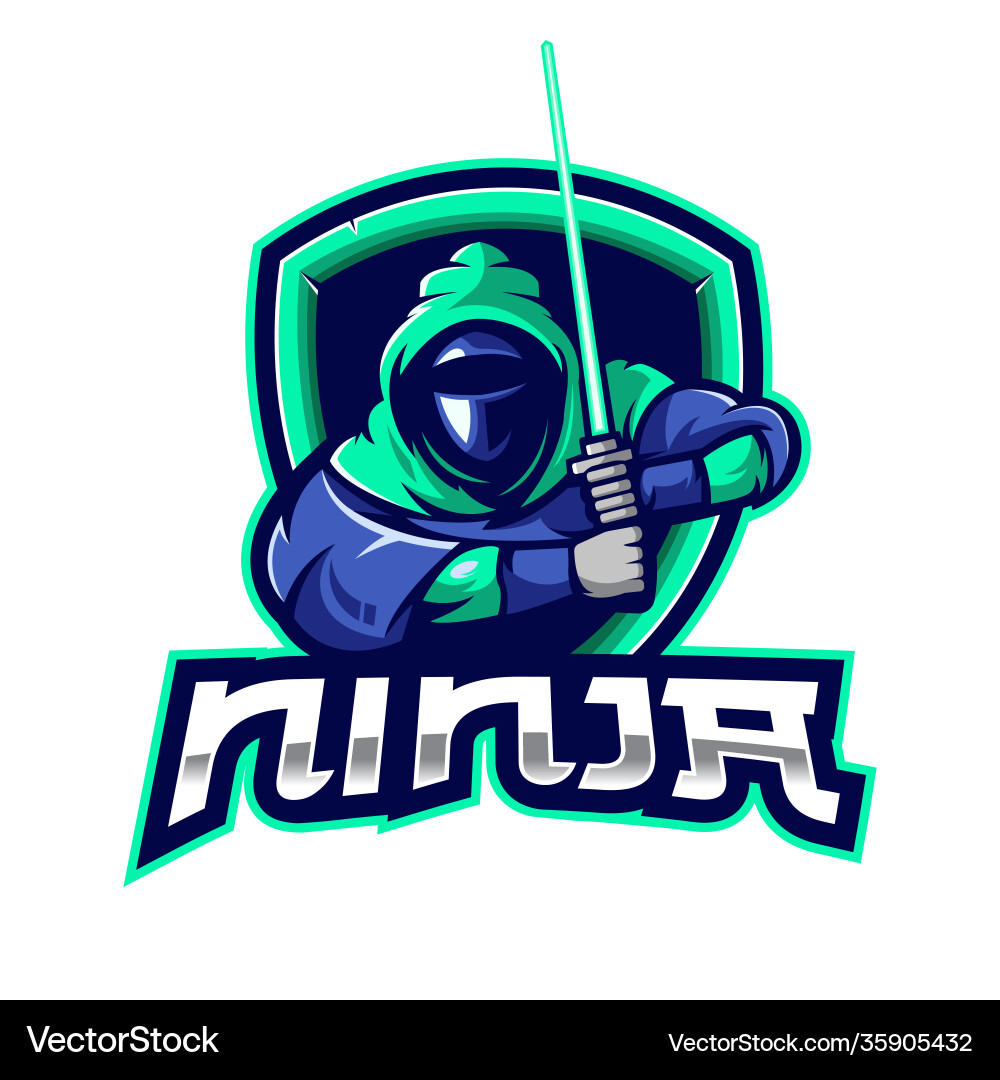 Ninja logo with transparent background Vector Image
