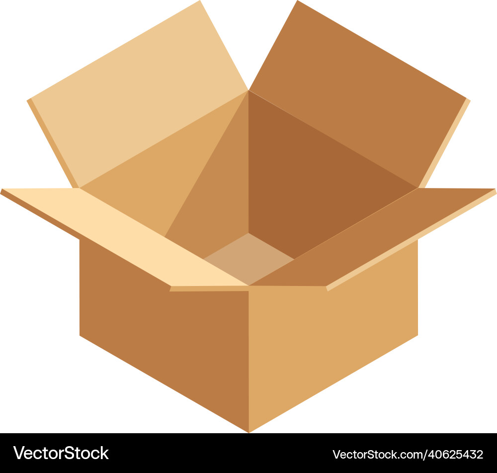 Open delivery box empty cardboard package vector image