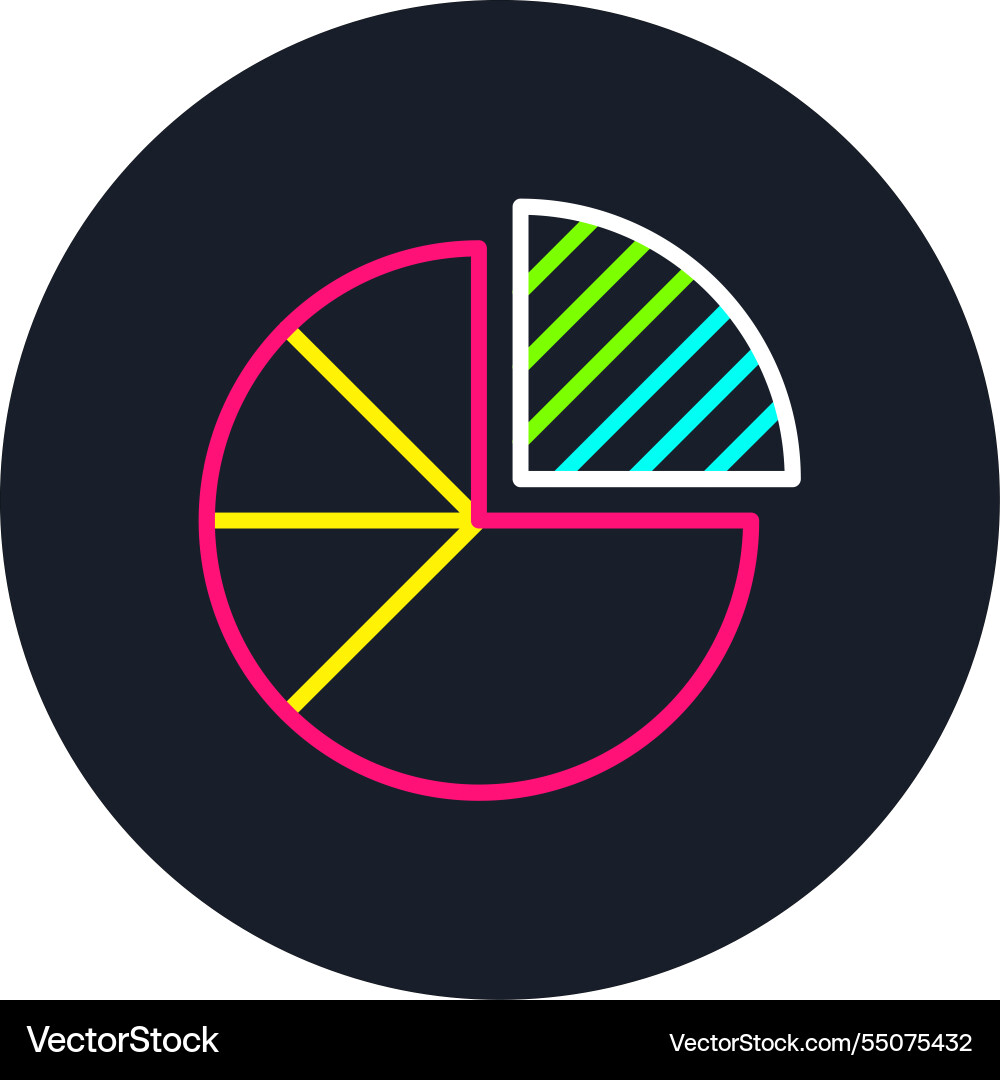 Pie chart line multi color icon Vector Image