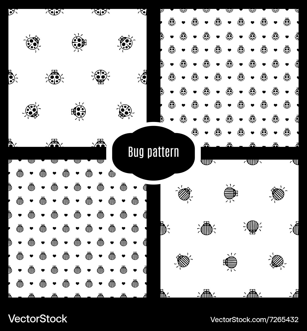 Set bug seamless pattern Vector Image